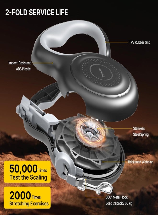 Petsuper AutoBrake Retractable Dog Leash for Medium and Large Dogs, 360° Tangle-Free Dog Leash and 16Ft Strong Nylon Tape, Ergonomically Comfortable and Lightweight Grip Handle (Black) - Image 4